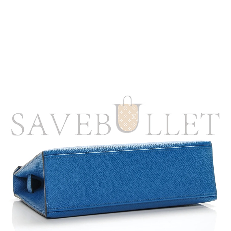 HERMES MASTER KELLY POCHETTE EPSOM BLEU IZMIR PALLADIUM HARDWARE (22*14*7cm)